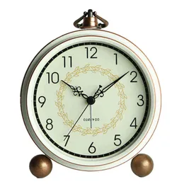 Nordic Vintage Metal Table Clock Living Room American-StyleDesk Watch Klockbord Skrivbord Heminredning Horloge Presentidéer 211112