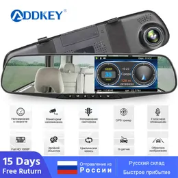 Addkey Car DVR Speedcam Mirror Radar Detektor Auto Video Recorder Full HD 1080p Dash Dual Lens Bakifrån Kamera