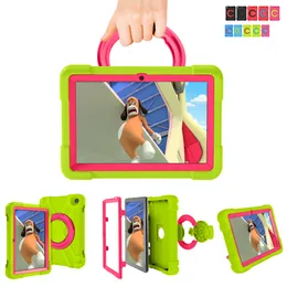 Lightweight Flexible Casos à prova de choque, suporte de alça dobrável, meninos robustos de corpo inteiro capa capa para a Amazon Kid-Proof Case para Amazon Fogo HD 8 Tablet 10 Gen 2020