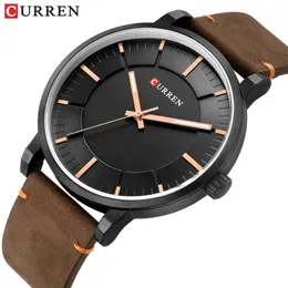 Mens Klockor Enkel Mode Analog Quartz Curren Casual Business Läder Armbandsur Man Klocka Klassisk Mäns Klocka Erkek Saati 210517