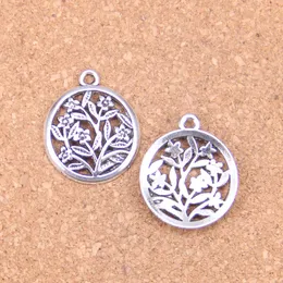 55st Antik Silver Bronze Plated Circle Flower Charms Pendant DIY Halsband Armband Bangle Findings 23mm