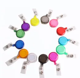 Desk Accessories 14 Colors ID Holder Name Tag Card Key Badge Reels Round Solid Plastic Clip-On Retractable Pull Reel Wholesale Office Supplies SN4148