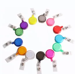 Skrivbordstillbehör 14 färger ID-hållare Namn Tag Card Key Badge Reels Rund Solid Plast Clip-On Retractable Pull Reel Partihandel Kontorsmaterial Sn4148