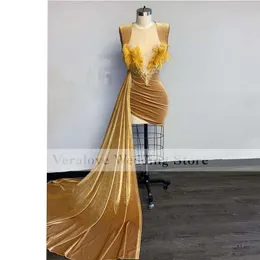 Robe de Soiree 2021 Velvet Prom Sukienka Krótka Afryki Czarna Dziewczyna Mini Prom Dress For Celebrity Dress Party S Gown Club Nosić