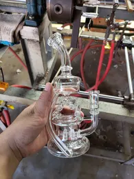 8,5-дюймовая стеклянная вода Bong Clear Recycler DAB нефтяной выгрешкой Bubbler Bubbler Columing толстые стакан стеклянные трубы табачные кальяны с 14 мм чаша парусника формы новый тип