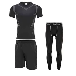 Set di compressione da uomo T-shirt corta da corsa Abbigliamento sportivo aderente Pantaloni Fitness Bodybuild Skull Punsher Rashguard Sport Y1221