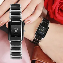 Chenxi Marka Lady Watch Elegancka Czarna Ceramika Proste Minimalizm Mały N Kwarcowy Casual Kobiety Zegar Zegar Wristwatch 210616