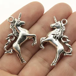 Antique Bronze Silver Cute Unicorn Horse Charms Wisiorek Biżuteria Dokonywanie DIY Handmade Akcesoria 37 * 28mm