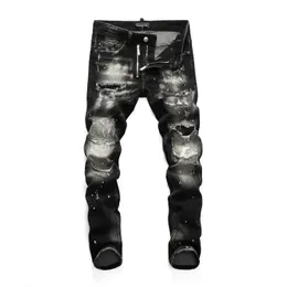 DSQ PHANTOM TURTLE Men's Jeans Mens Italian Designer Jeans Skinny Ripped Cool Guy Causal Hole Denim Fashion Brand Fit Jeans Men Washed Pants 65216