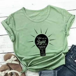 Women's T-Shirt You Are The Light Of World 100%Cotton Women Tshirt Christian Shirt Unisex Summer Casual Short Sleeve Top Faith