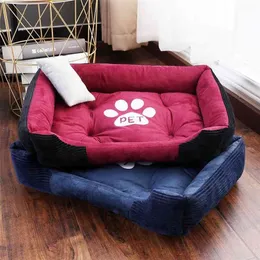 Caniele Miękkie łóżko Pet dla psów Zmywalny Dom Cat Puppy Bawełna Kennel Mata Ciepłe Produkty Mały Średni Duży pies 210924