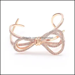 Bangle Bracelets Jewelry Lady`S Elegant Luxury Bangles Beautif Bow-Knot Design Very Girl Charm Adjustable For Women 210408 Drop Delivery 202