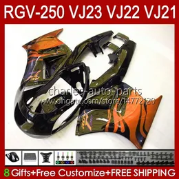 Body Kit For SUZUKI orange flames RGVT RGV 250 CC RGV250 SAPC VJ23 Cowling RGV-250CC RVG250 250CC 97 98 Bodywork 107HC.181 RGVT-250 VJ 23 RGV-250 Panel 1997 1998 Fairings