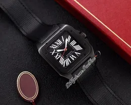 TWF V12 XL Miyota 8215 Automatyczna męska zegarek 42 mm PVD stalowa obudowa Czarna tarcza biały rzymski marker skórzany pasek szafir szklar
