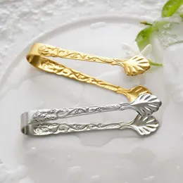 2021 American Embossed rose Ice clip Kitchen Tools 304 stainless steel small coffee shop sugar clips food
