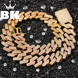 18mm Cubic Cyrkon 3Rows Cubans Link Naszyjnik Pozłacany Luksusowy Miedź Mikro Beton CZ Cuban Chain 16 / 18/20 Inch X0509