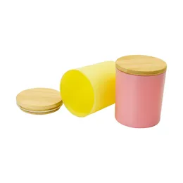 98 * 81 mm Raucherglas Stash Jar Mix Farbe für trockene Tabaklagerung Luftdichter Verschluss Bambusdeckel Dicker Kräuterbehälter Grinder Rohr Großhandel