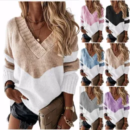 20 Kolory Kobiet Swetry Damskie Sweter Sweter Kobiety V-Neck Lace Swetover Długi Rękaw Solidna Biała Jumper Ciepła Zimowa Jesień