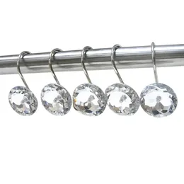 Other Home Decor 12pcs Shower Curtain Decoration Hook Durable And Strong Crystal Bathroom Chrome Glide Rings Household Accessories