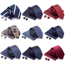 Erkek kravat cravat kollinler set kravat moda şerit jacquard bağları erkek parti adamı hediye gelinlik mendil aksesuarları y1229