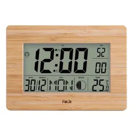 FanJu FJ3530 Digital Wall Clock with Extra Large Display Indoor Temperature Moon Phase Dual Alarm Snooze Calendar Table Desk C 211112