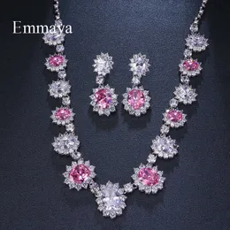 Emmaya Brand Fashion Luxury Cubic Zirconia Set di gioielli da sposa in tre colori Set di gioielli da sposa in cristallo ovale per feste H1022