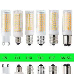 Mini 102 LED-lampor Cornlampor BA15D E11 E12 E14 E17 G4 G9 LED-lampor 9W Byt 80W halogenlampor AC 220V 110V för hemhus Vit