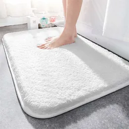 Super tjockt flufffiberbadmattor Bekvämt och mjukt badrumsmattan Non-Slip Absorbent Rug Foot Mat Duschrum Doormat 211026