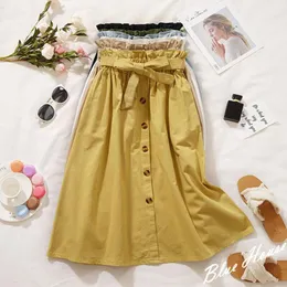 Skirts 2021 Womens Skirt Ruffle Solid Frill High Waist Button Ladies Party Women Clothes