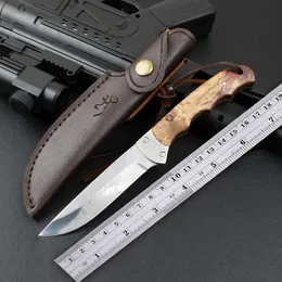 Outdoor Straight Knives Wood handle 5Cr15mov Fixed Blade Knife High quality Sheath Hunting Army Tactical Survival Self-defense Tools