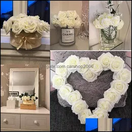 Dekoracyjne kwiaty wieńce świąteczne dostawy imprezowe Home ogród 20 głowic 8 cm Sztuczne Pianka PE Czerwona biała róża z łodygi Bridal Bridal Bride