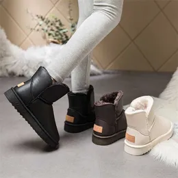 Ankle Boots For Women Fashion Waterproof Lady Winter Shoes Warm Plush Snow Anti-Slip Fur Lined Bootie Outdoor 211213