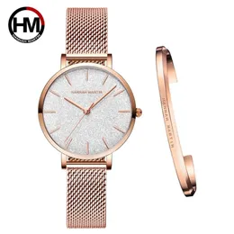 Japanischen Bewegung Mode Farbe Design رقيقة جدا شبكة الفرقة للماء شارة Frauen Armbanduhr Luxus Damen Watch 210527