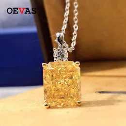 Oevas 100% 925 Sterling Silver Mousserande 10 * 12mm Ice Cut Yellow High Carbon Diamoind Neckalce For Women Party Fine Smycken