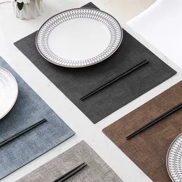 4/6pcs Waterproof High-end Faux Leather Placemat Oil Proof Heat Insulation Cloth Pattern Imitation Dining Table Decor Mats 210706