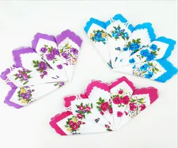 Handkerchief Colours Crescent Printed handkerchief Cotton Floral Hankie Flower Embroidered Handkerchief Colorful Ladies Pocket Towel