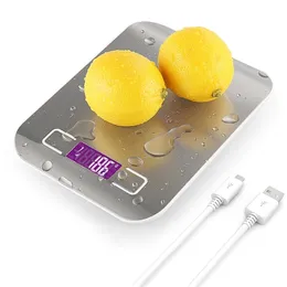 Skala żywności USB Stainess Stainless Portable Saldo Digital Kitchen Scale z LCD Elektroniczna Platforma Poczowa Platforma Pieczenia Diety Kall 210915