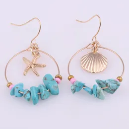 Bohemian Shell Beads Dangle Earrings for Women Charm Starfish Pendant Earrings Summer Jewelry Boho Statement Earring