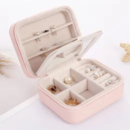 Necklace Storage Box Jewelry Three-layer Double-layer Waterproof PU Round Square Portable Accessories 210423