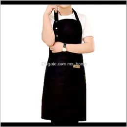 Aprons Textiles Home & Garden1Pcs Bib Waterproof Adjustable Stain-Resistant With Two Pockets Chef Baking Cooking Bbq Apron Kitchen Aessory Dr