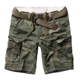 Trendiga Mens Camouflage Shorts Premium Cargo Shorts Casual Militär Stil Multi Fickor Shorts Stor Storlek Man Kläder Sommar Använd H1210