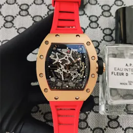 Лучшие бренду Автоматические мужские часы 035 Серия Механический Скелет Часы Розовые Золотые Мода Спорт Выладочные наручные часы