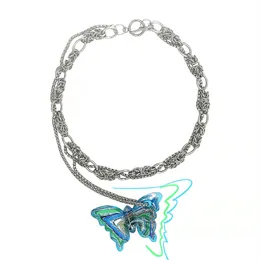 Nowy naszyjnik projektowy motyl oryginalny tytan stalowy szklany łańcuch łańcuchowy nisza hip-hop street modna biżuteria