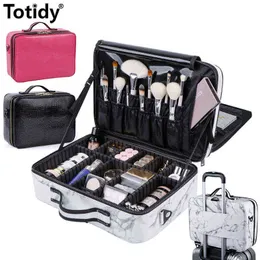 Nxy Cosmetic Bags Sac De Maquillage En Cuir Pu Pour Femmes Trousse Professionnelle Manucure Kits Cosmétiques Complets Boîte 220302