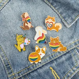 Эмалевые броши для женщин для женского модного платья рубашка Demin Metal Funny Brooch Pins Знаки продвижение подарка 2021 Новый дизайн Rainbow Rabbit