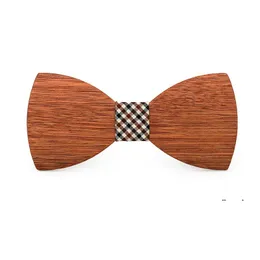 NEWHandmade Men's Bow Ties DIY Carving Wooden Bows Knot Lesson Adjusting Fashion Wedding Gift Supplies 9 Colors EWA6476