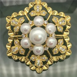 Pins, Brooches Wholesale Alluring Style Austria Zircon Inlay 5-7mm FW Good Quality White Pearl Brooch Scarf Clips Breastpin