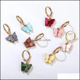 Stud Shiny Crystal Butterfly Hoop For Gold Resin Cute Animals Earrings Women Fashion Statement Jewelry Drop Delivery 2021 Kogi1