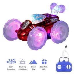 Giocattolo RC per auto acrobatica telecomandata con luci LED lampeggianti 360 Tumbling per bambini Ragazzi Ragazze 220315