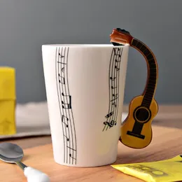 Mugs Guitar Ceramic Mug Cup Personality Music Note Milk Juice Coffee Tea Drinking Home Office Drinkware